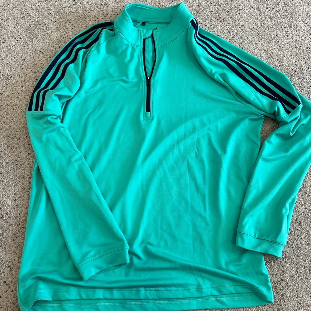Adidas Golf. Mens L Large quarter zip. Teal/navy. Perfect condition. NNT